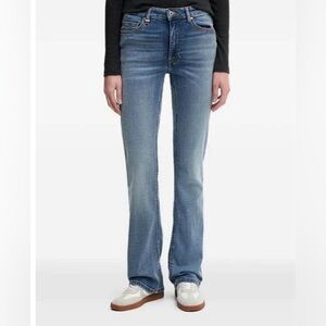 $135 BENETTON Made In Italy Jeans Women EU42 US 28x28” Wide Leg 5-Pocket Denim